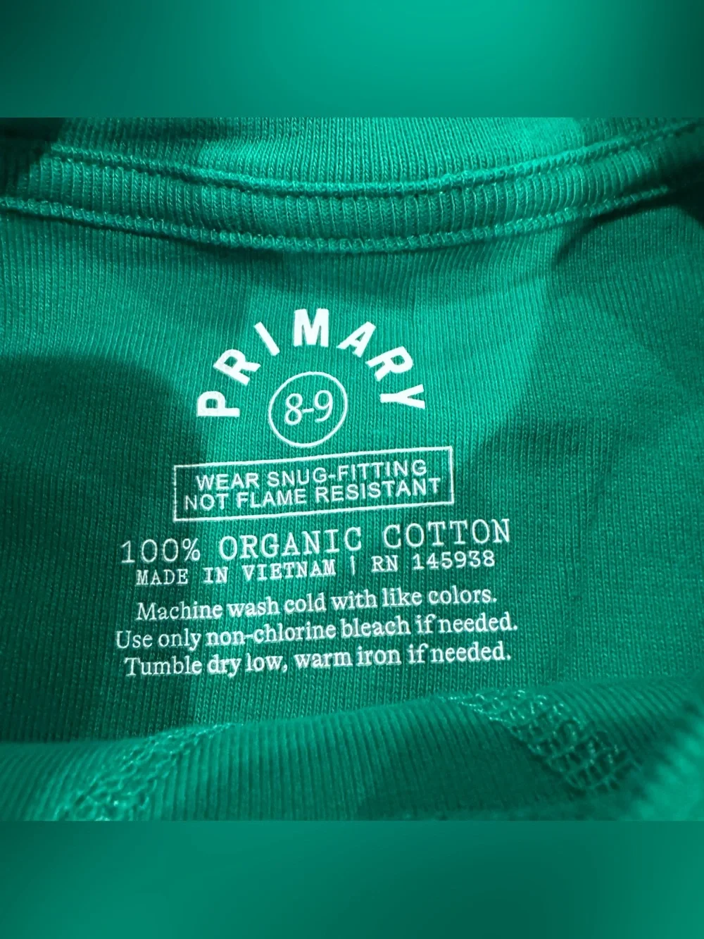 Primary Organic Cotton Solid Green Short Sleeve & Shorts Pajama Set Unisex 8-9